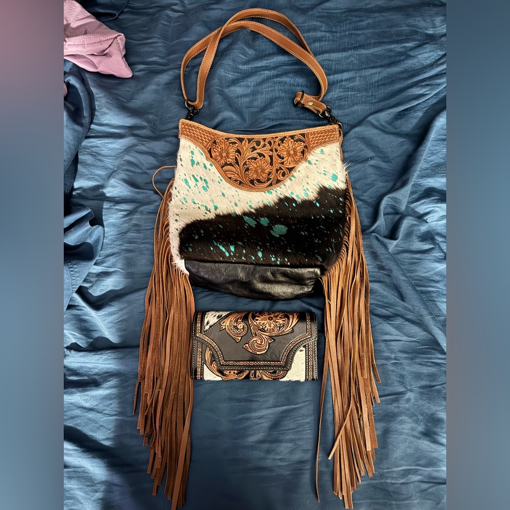 Myra Cowhide Matching Purse and Wallet Set